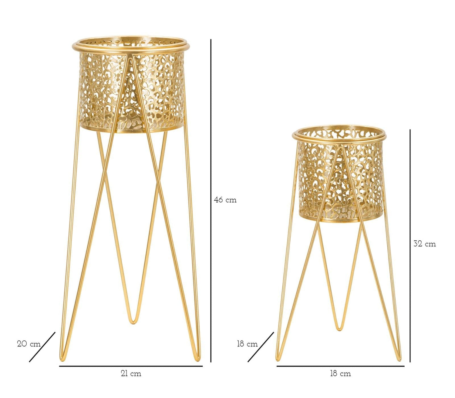 Mauro Ferretti VASE HOLDER GLOD SET 2 PCS CM 21X20X46-18X18X32