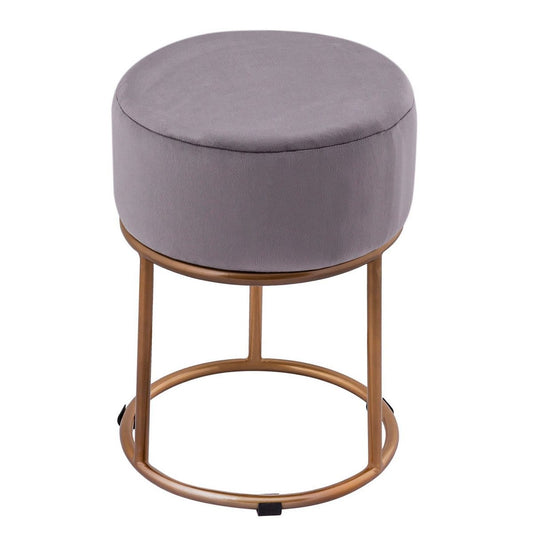 Voglrieder kreatives Wohnen Velours kruk 2e keus Ø 32 H 42 cm fluwelen kruk met ijzeren frame goudkleurige kruk fluwelen poefzitting