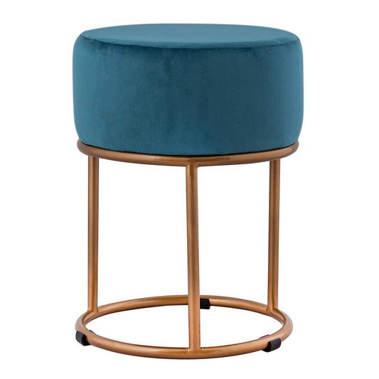 Voglrieder kreatives Wohnen Velours kruk 2e keus Ø 32 H 42 cm fluwelen kruk met ijzeren frame goudkleurige kruk fluwelen poefzitting