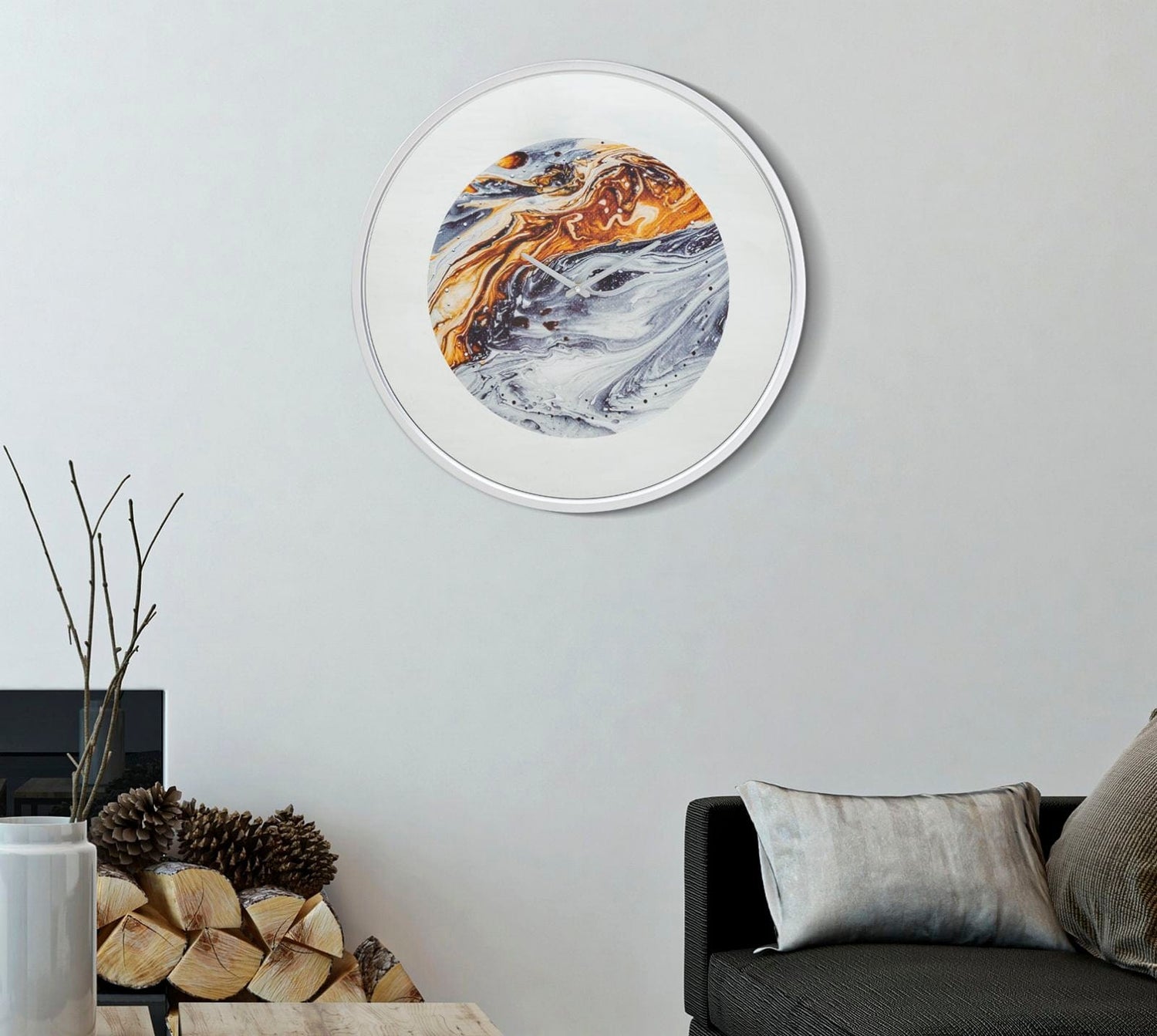 Mauro Ferretti WALL CLOCK MIRROR GREY CM Ø 60X5