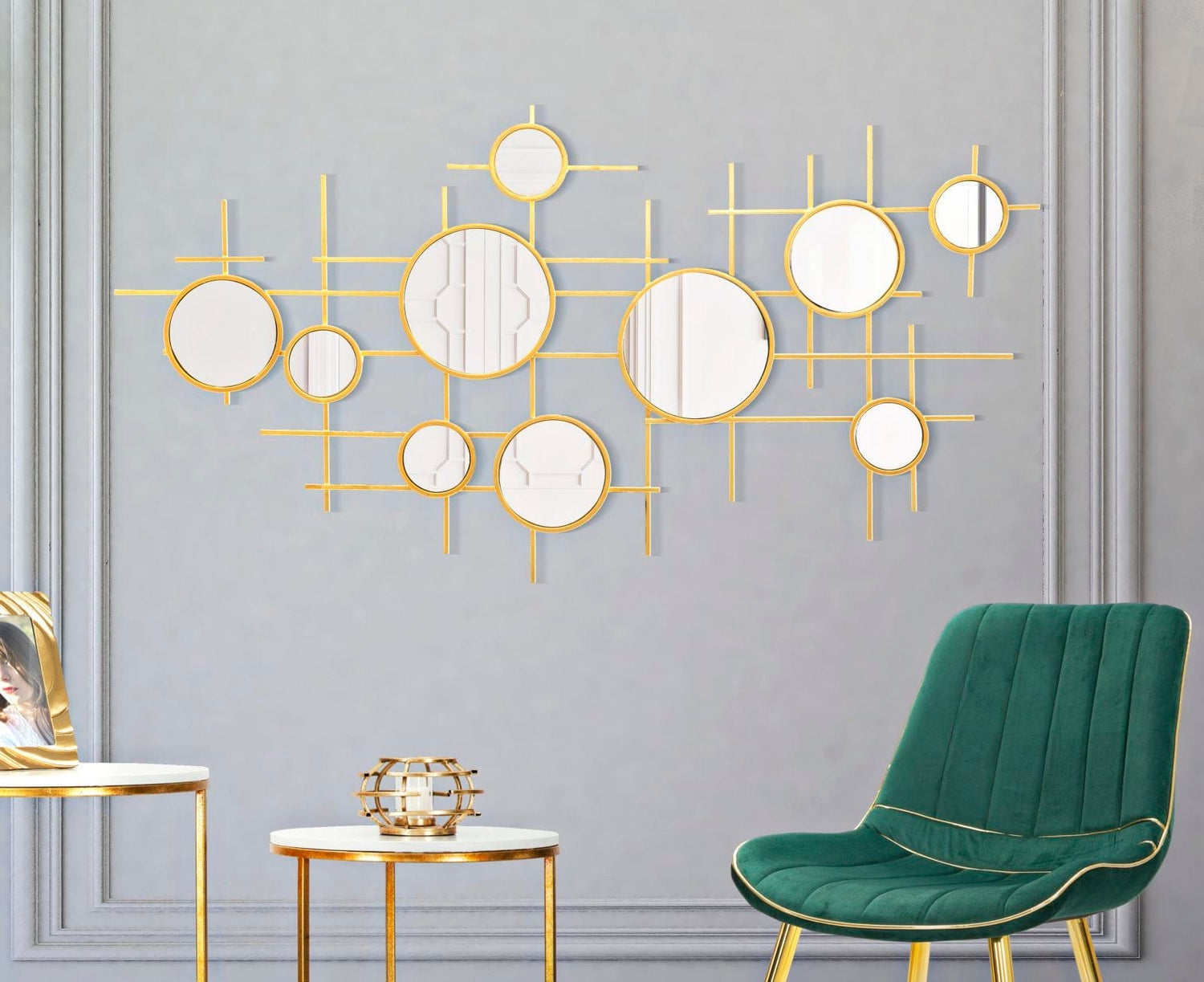 Mauro Ferretti WALL MIRROR GLOXY CM 117X4,5X61 (MIRROR CM Ø 18-13-8)