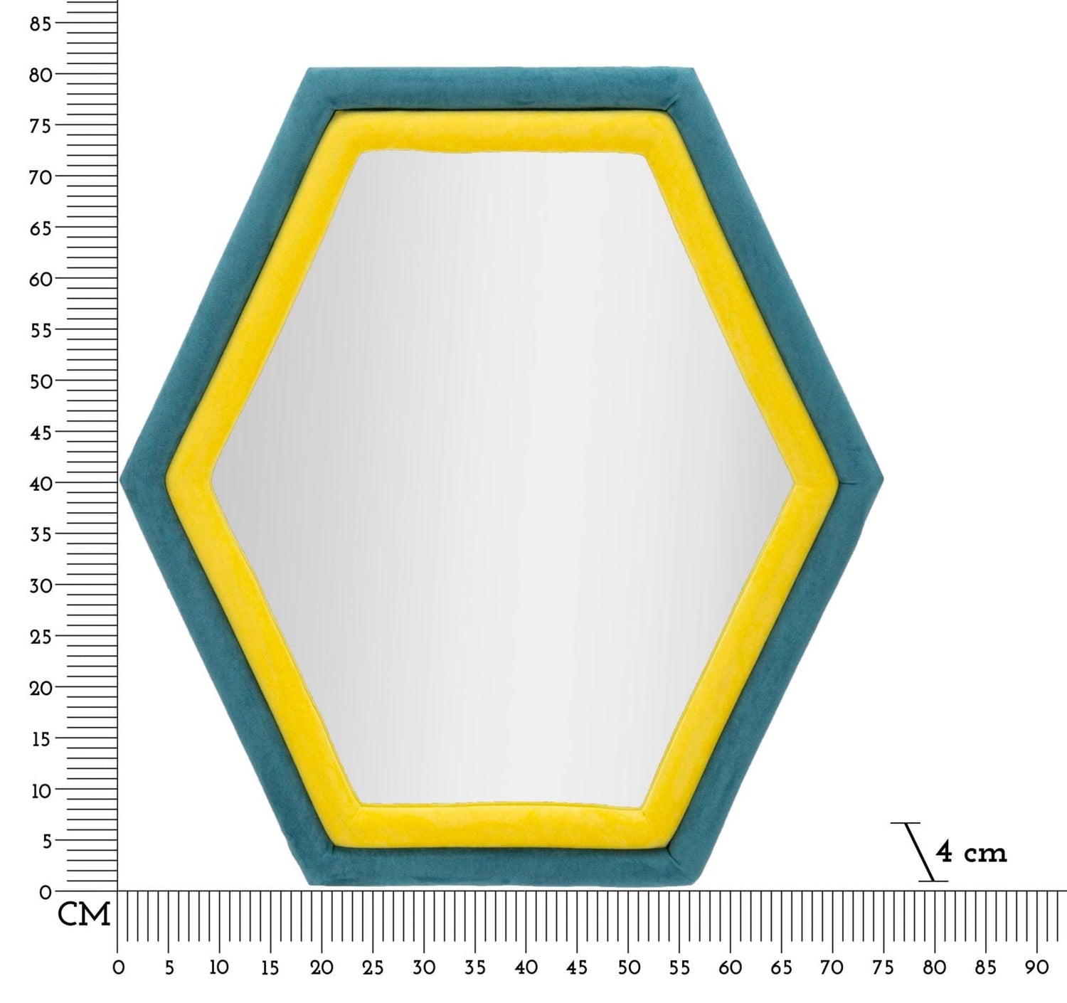 Mauro Ferretti WALL MIRROR TONY BLUE/YELLOW VELVET CM 75X4X80