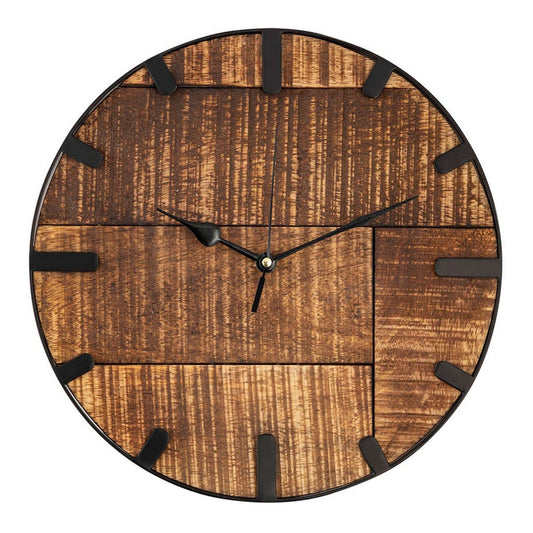 Voglrieder kreatives Wohnen Wandklok hout ø 30 cm woonkamerklok modern rond gemaakt van hout vintage stil gemaakt van mangohout