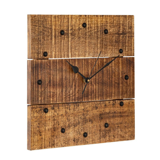 Voglrieder kreatives Wohnen Wandklok houten klok 30x30cm wandklok hout woonkamer geruisloos vierkant gemaakt van mangohout