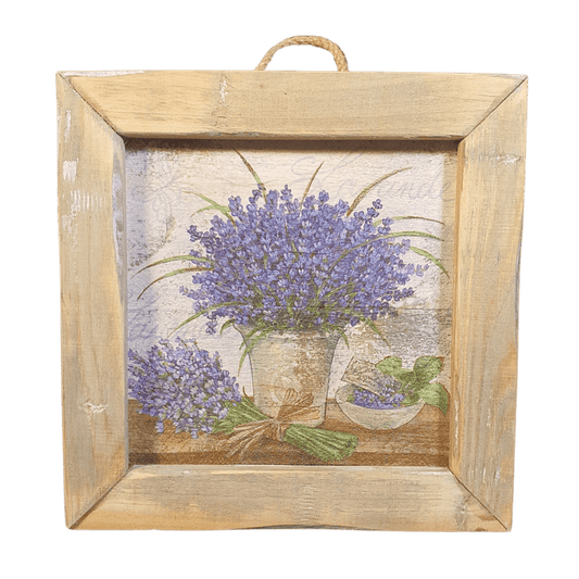 Dutch Mood wooden tile old dutch delft lavend pot in