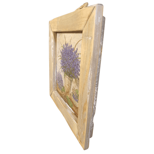 Dutch Mood wooden tile old dutch delft lavend pot in