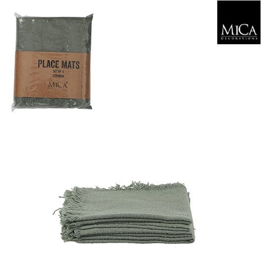Mica Decorations Xavie Placemat - Set van 4 - L48 x B33 cm - Groen